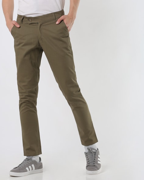 Buy Highlander Olive Green Slim Fit Solid Chinos for Men Online at