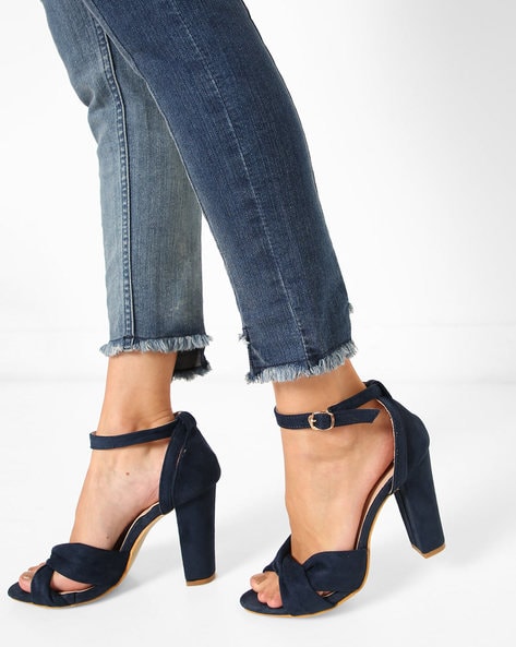 Cross Strap Chunky Heels