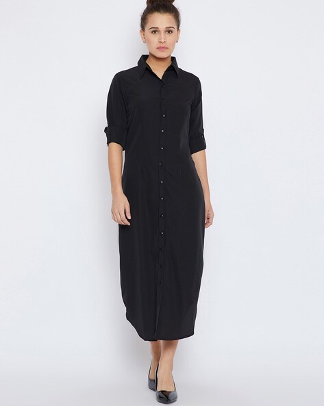 Shirt Dress with Roll-Up Sleeves