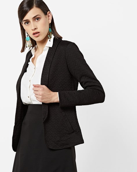 Textured Open-Front Jacket With Shawl Lapel By BOSSINI ( Black )