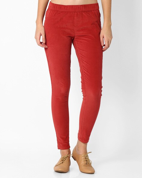 Haider Ackerman Pants Women's 36 Red Velvet cuffed Trousers Designer - AAA  Polymer