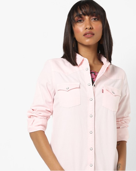 denim pink shirt