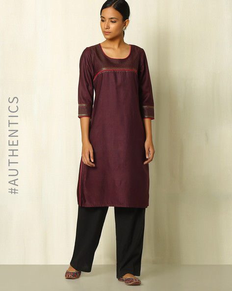 wine colour kurta ladies