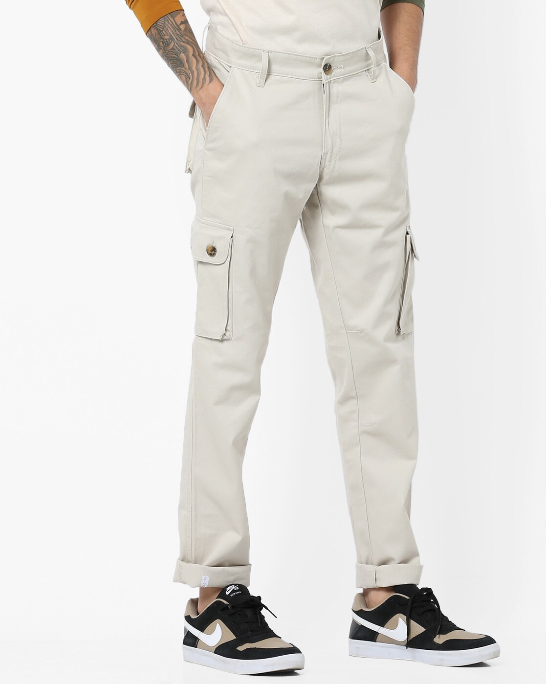 light grey cargo trousers