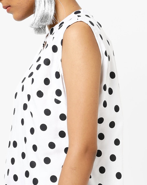 Black and white polka dot sleeveless top online