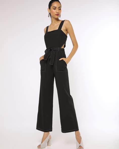 black jumpsuit with belt