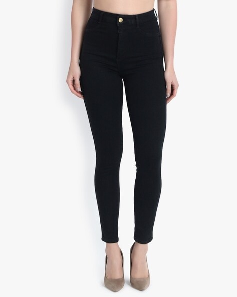 high waisted jeans in black