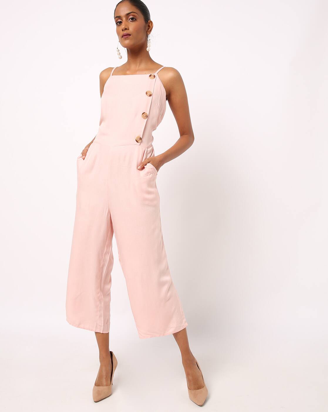 pink cropped jumpsuit