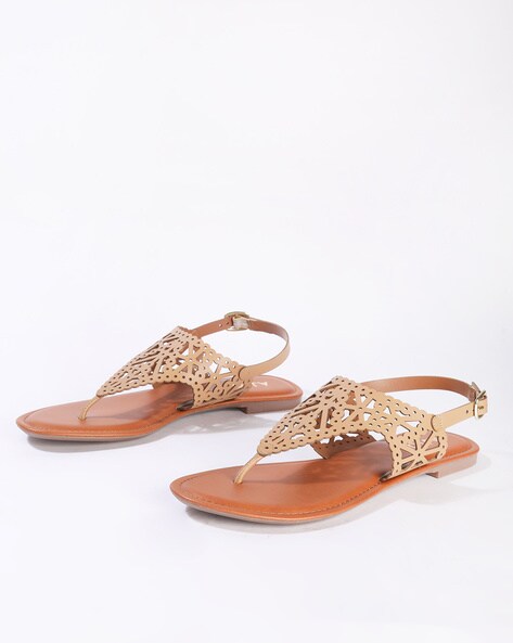 Jewel-buckle nappa leather flat sandals – Loriblu.com