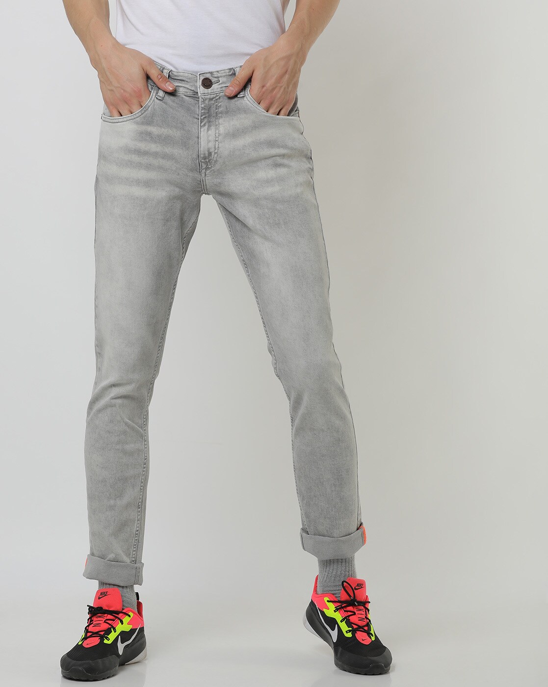 light grey denim jeans