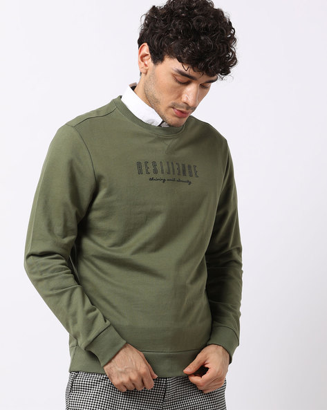 Olive green sweatshirt men's sale