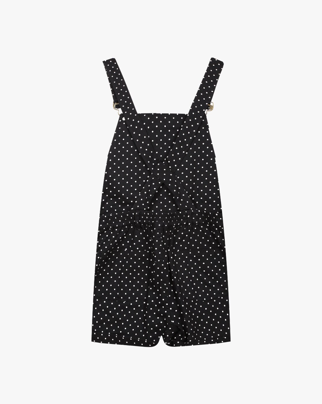 black and white polka dot dungarees