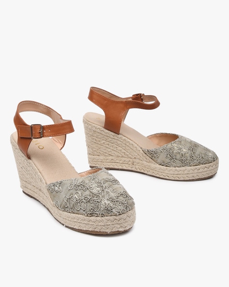 Embroidered Espadrille Wedges