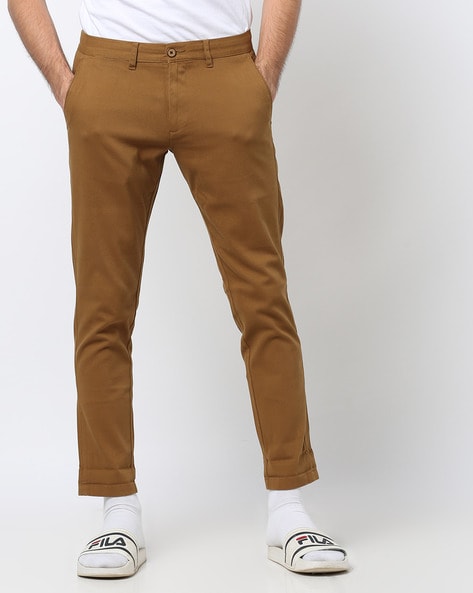 Buy Tapered Fit FlatFront Pants with Insert Pockets online  Looksgudin
