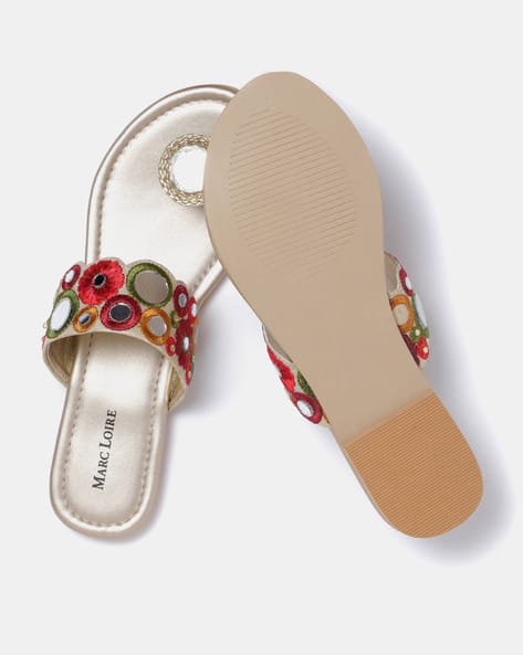 Embroidered Flat Sandals with Mirror-Work (Image - 2)