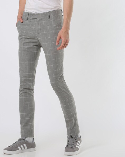 Topman check skinny pants in gray | ASOS