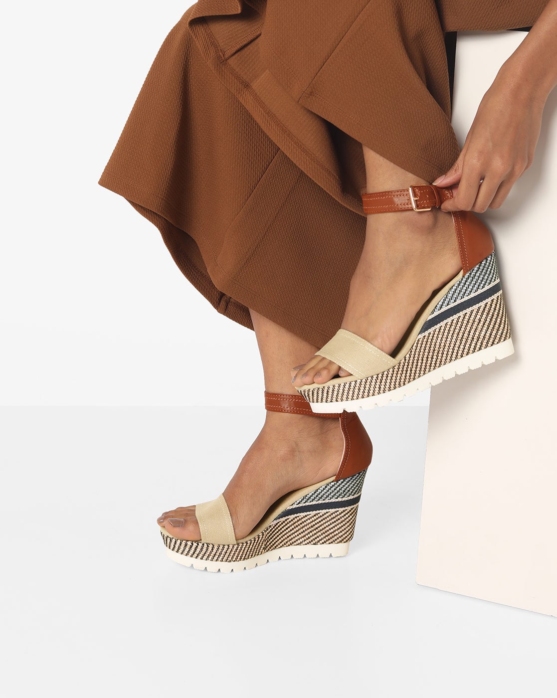 Buy Tan Flat Sandals for Women by CATWALK Online | Ajio.com