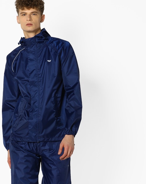 Buy WILDCRAFT Navy Mens Regular Fit Rain Jacket