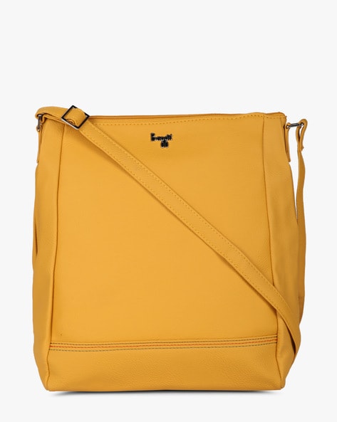 Baggit mustard yellow solid sling bag sale