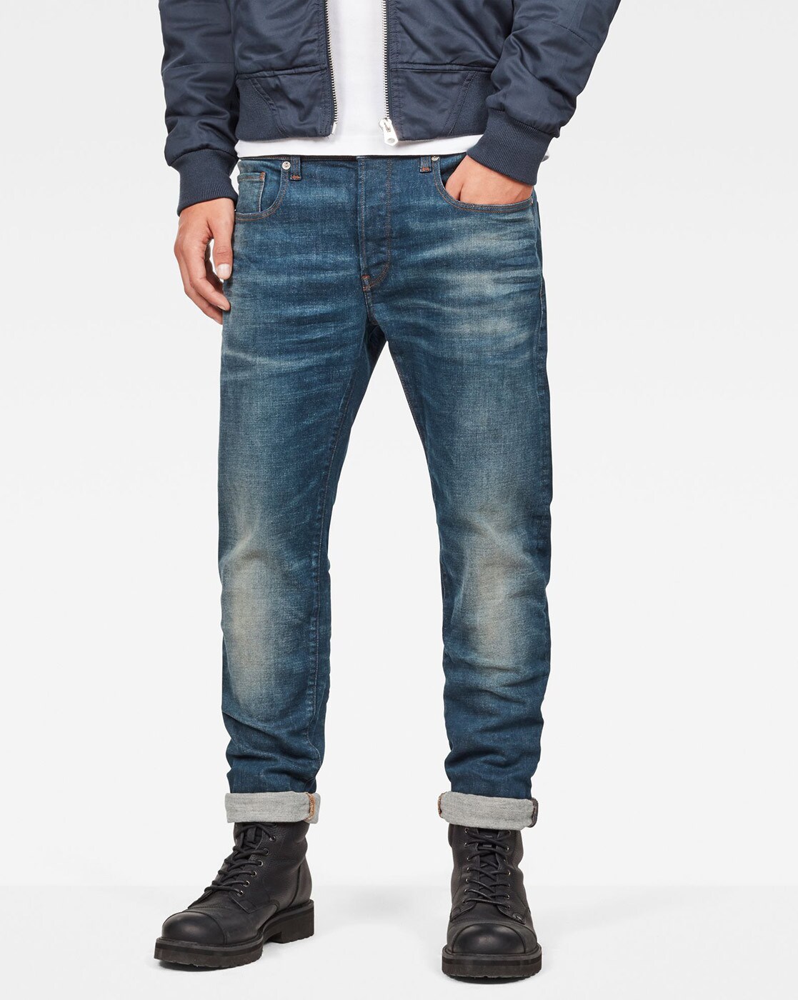 3301 slim jeans medium aged