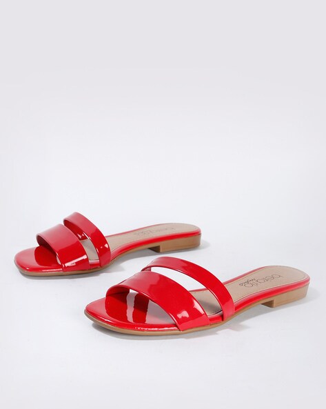 red flat sandals