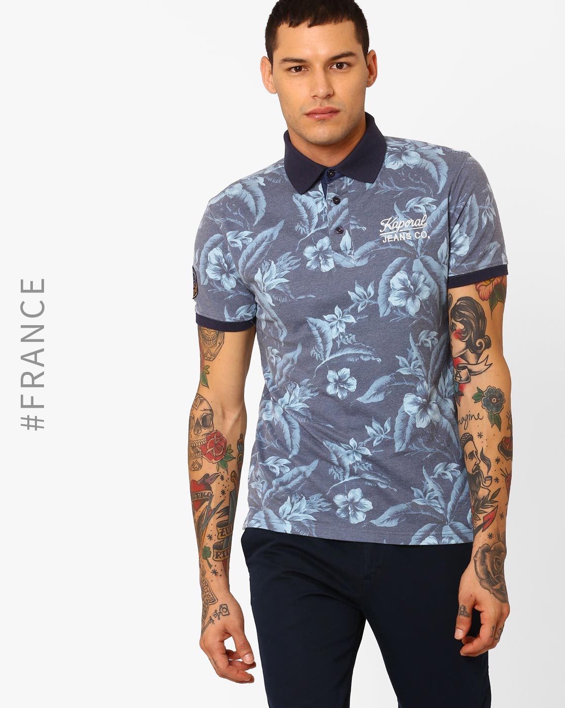 Floral Print Polo T shirt