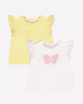 Pack of 2 T-shirts with Butterfly Sleeves-image-1
