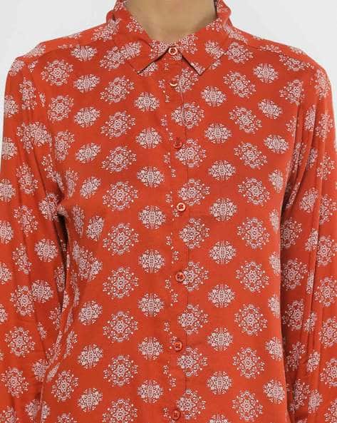 Printed Shirt with Spread Collar (Image - 2)