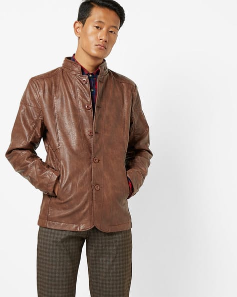 ajio leather jackets mens