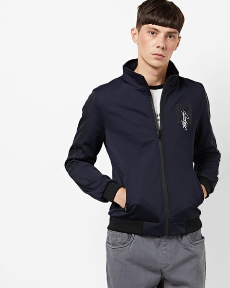 High-Neck Zip-Front Sports Jacket By The Indian Garage Co ( Navy )