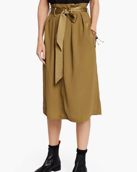 Buy SCOTCH SODA Pleated High-Waist Skirt with Fabric Belt