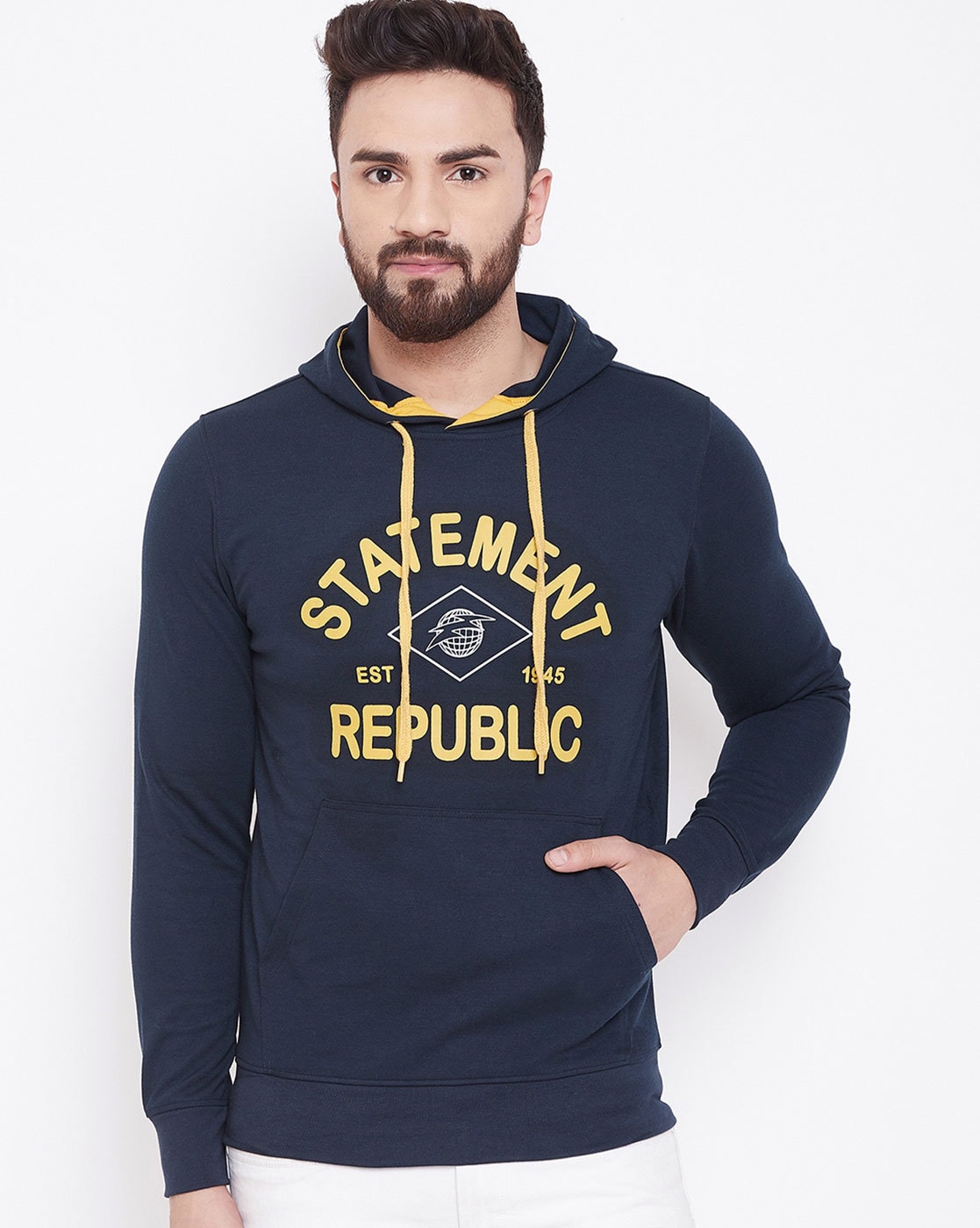 navy blue graphic hoodie