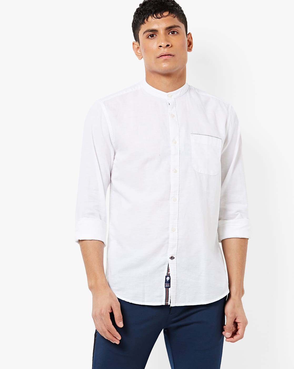slim band collar shirt