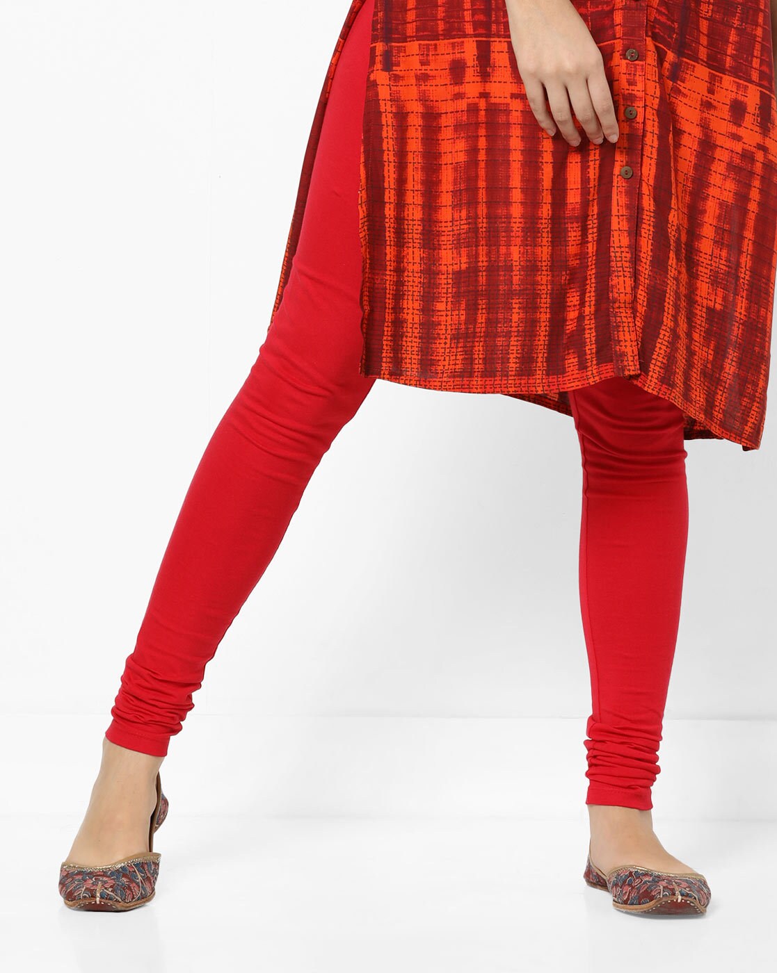 Buy Red Solid Jeggings Online - Aurelia