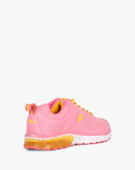 Pink and yellow fila cheap shoes