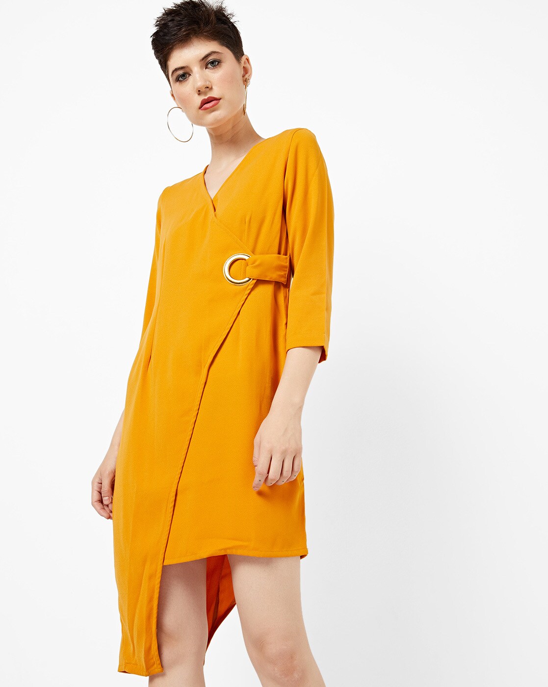 mustard sheath dress