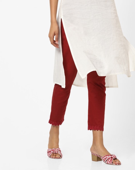 Buy Maroon Trousers Pants For Women By Rangriti Online Ajio Com