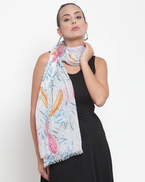 Printed Scarf with Fringes Price in India