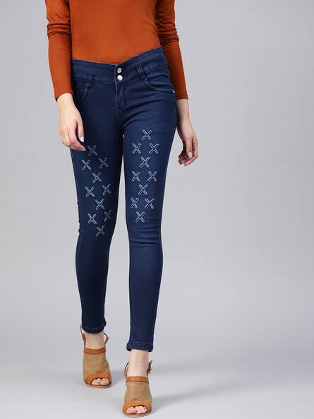 purple feather jeans