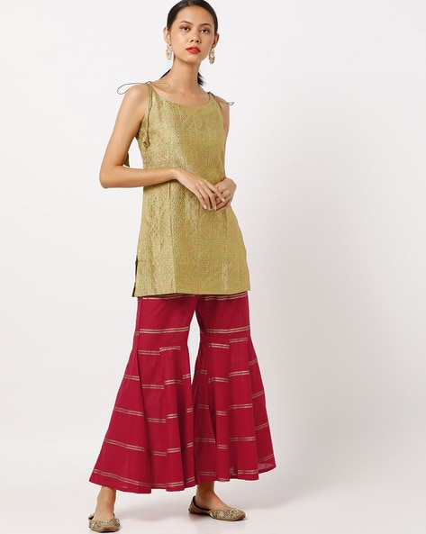 Purple Brocade Kurta with pants & Chanderi Dupatta Set – Tulsi Online