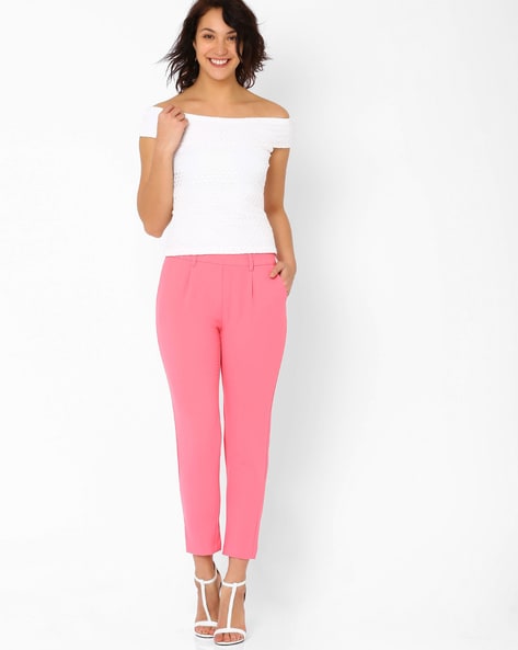 River Island Plus co-ord plisse trouser in bright pink | ASOS