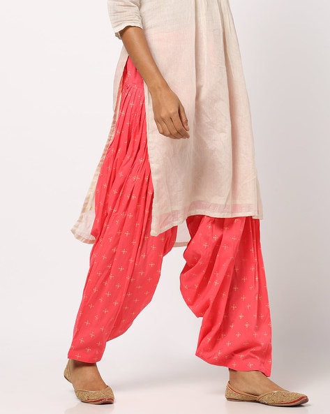 Printed Patiala Pants with Elasticated Drawstring Price in India