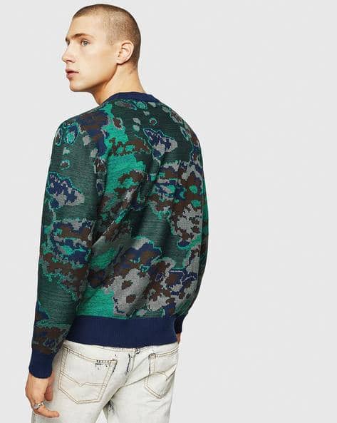 Buy DIESEL K-SEAS Camouflage Pattern Pullover | Green Color Men 