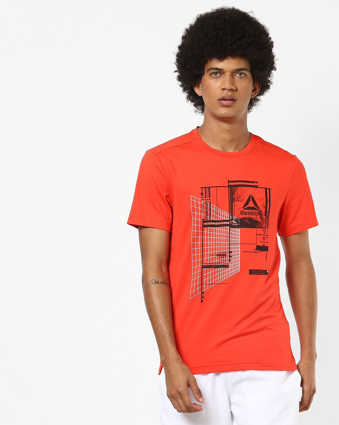 reebok t shirt mens orange