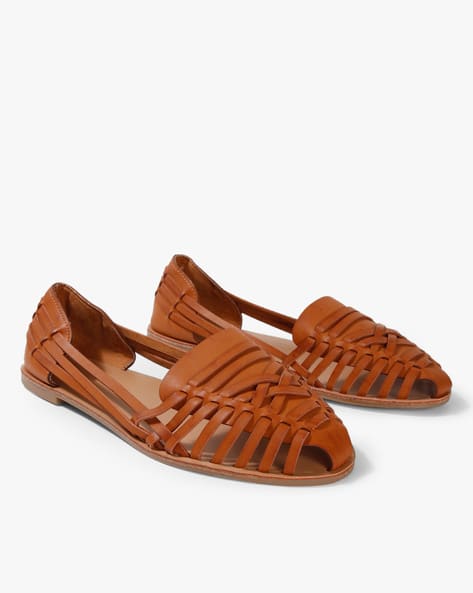 Interwoven Strappy Flat Shoes