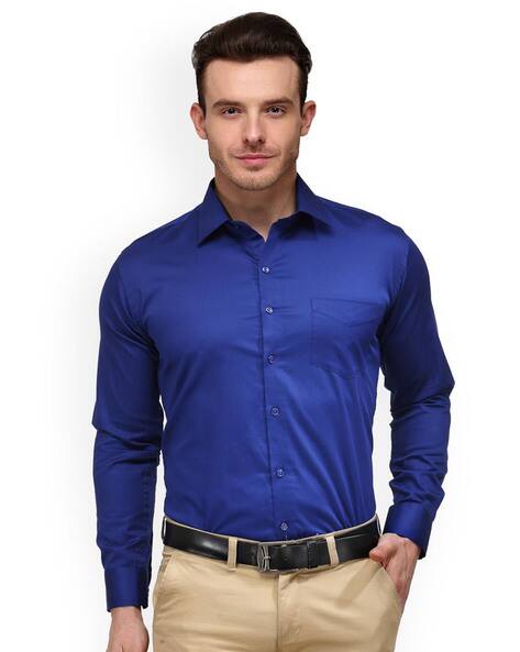 royal blue slim fit shirt