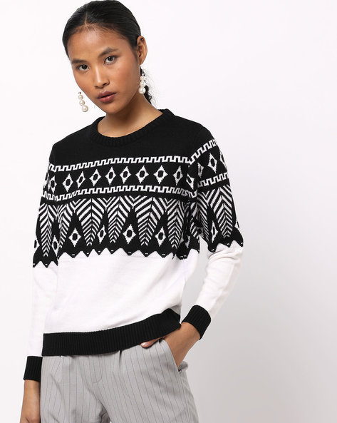 black and white sweater