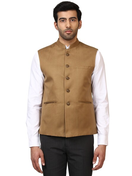 Treemoda Dark Brown Nehru jacket For Men Stylish Latest Design Suitabl –  Yard of Deals