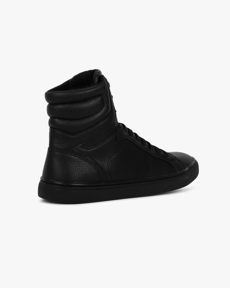 Faux leather high hot sale top sneakers