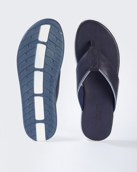 Navy leather flip flops new arrivals